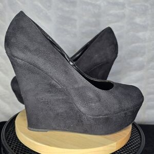 Black Suede Wedges